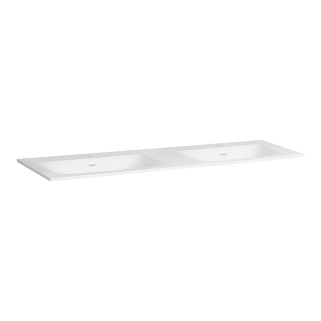 BRAUER Glacier wastafel 140 met 2 spoelbakken en 2 kraangaten fine stone mat wit WT-GL1402MW