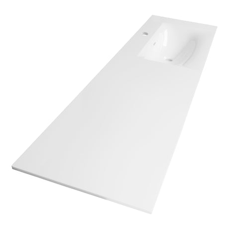 BRAUER Glacier wastafel asymmetrisch 160 met 1 spoelbak rechts en 0 kraangaten fine stone mat wit WT-GL1600RMW