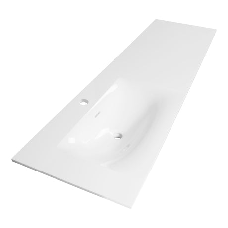 BRAUER Glacier wastafel asymmetrisch 160 met 1 spoelbak links en 1 kraangat fine stone hoogglans wit WT-GL1601LHW