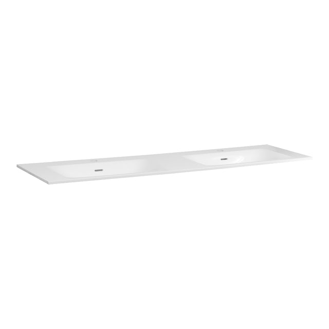 BRAUER Glacier wastafel 160 met 2 spoelbakken en 2 kraangaten fine stone hoogglans wit WT-GL1602HW
