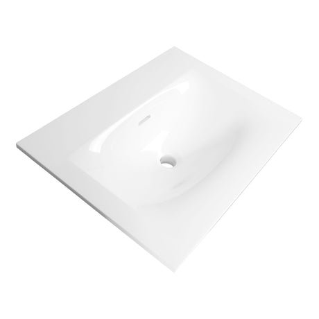 BRAUER Glacier wastafel 60 met 1 spoelbak en 0 kraangaten fine stone hoogglans wit WT-GL600HW