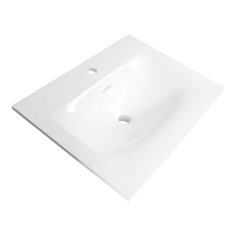 BRAUER Glacier wastafel 60 met 1 spoelbak en 1 kraangat fine stone hoogglans wit WT-GL601HW