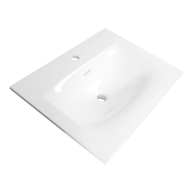 BRAUER Glacier wastafel 60 met 1 spoelbak en 1 kraangat fine stone hoogglans wit WT-GL601HW