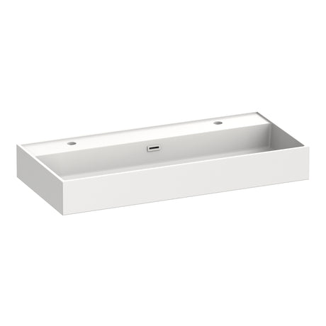 BRAUER Gravity wastafel 100 met 1 spoelbak en 2 kraangaten mineraalmarmer zijdeglans wit WT-GV1002ZW