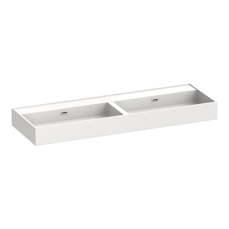 BRAUER Gravity wastafel 140 met 2 spoelbakken en 0 kraangaten mineraalmarmer zijdeglans wit WT-GV1400ZW