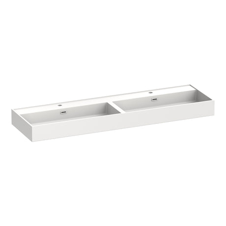 BRAUER Gravity wastafel 160 met 2 spoelbakken en 2 kraangaten mineraalmarmer zijdeglans wit WT-GV1602ZW
