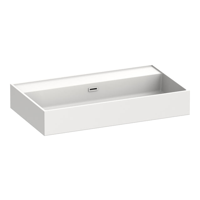BRAUER Gravity wastafel 80 met 1 spoelbak en 0 kraangaten mineraalmarmer zijdeglans wit WT-GV800ZW
