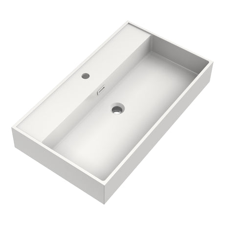 BRAUER Gravity wastafel 80 met 1 spoelbak en 1 kraangat mineraalmarmer zijdeglans wit WT-GV801ZW