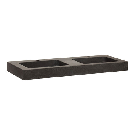 BRAUER Lava wastafel 120-2 met 2 spoelbakken en 2 kraangaten natuursteen basalt antraciet WT-LA120-22AN