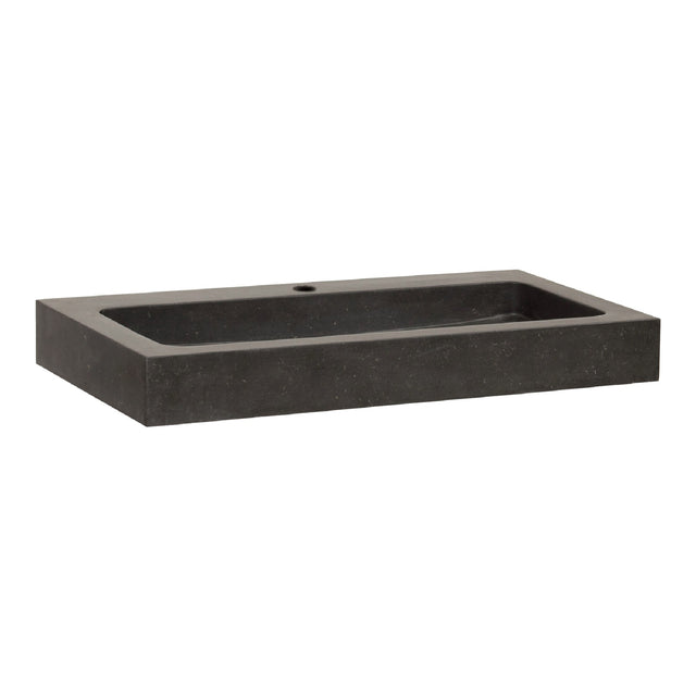 BRAUER Lava wastafel 80 met 1 spoelbak en 1 kraangat natuursteen basalt antraciet WT-LA801AN