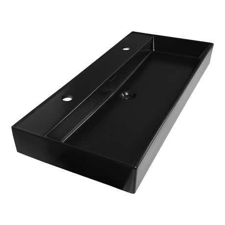 BRAUER Lunar wastafel 100 met 1 spoelbak en 2 kraangaten keramiek mat zwart WT-LU1002MZ