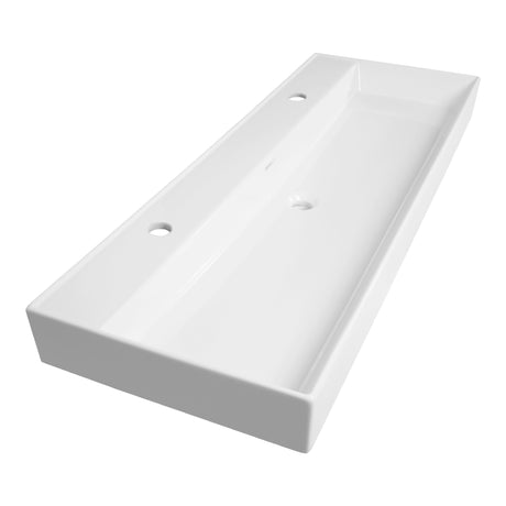 BRAUER Lunar wastafel 120-1 met 1 spoelbak en 2 kraangaten keramiek hoogglans wit WT-LU120-12HW