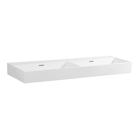 BRAUER Lunar wastafel 120-2 met 2 spoelbakken en 0 kraangaten keramiek hoogglans wit WT-LU120-20HW