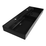 BRAUER Lunar wastafel 120-2 met 2 spoelbakken en 2 kraangaten keramiek mat zwart WT-LU120-22MZ