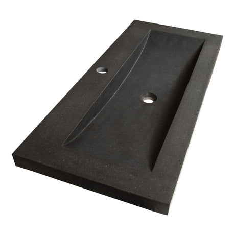 BRAUER Magma wastafel 100 met 1 spoelbak en 1 kraangat natuursteen basalt antraciet WT-MA1001AN
