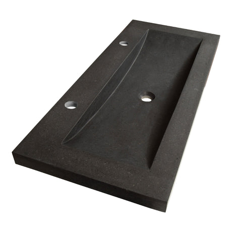 BRAUER Magma wastafel 100 met 1 spoelbak en 2 kraangaten natuursteen basalt antraciet WT-MA1002AN