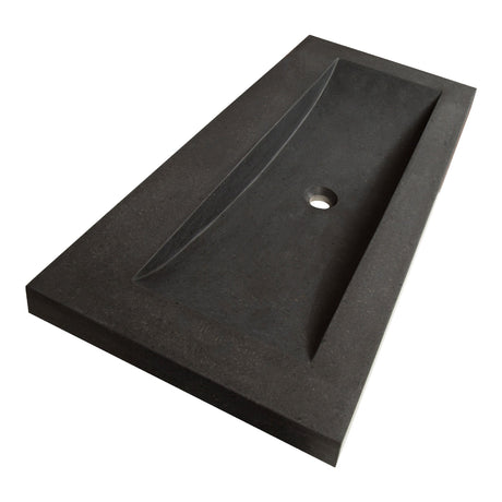 BRAUER Magma wastafel 120-1 met 1 spoelbak en 0 kraangaten natuursteen basalt antraciet WT-MA120-10AN