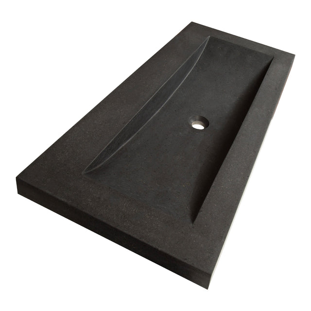 BRAUER Magma wastafel 120-1 met 1 spoelbak en 0 kraangaten natuursteen basalt antraciet WT-MA120-10AN