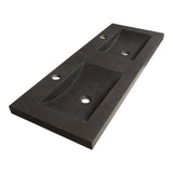 BRAUER Magma wastafel 120-2 met 2 spoelbakken en 2 kraangaten natuursteen basalt antraciet WT-MA120-22AN
