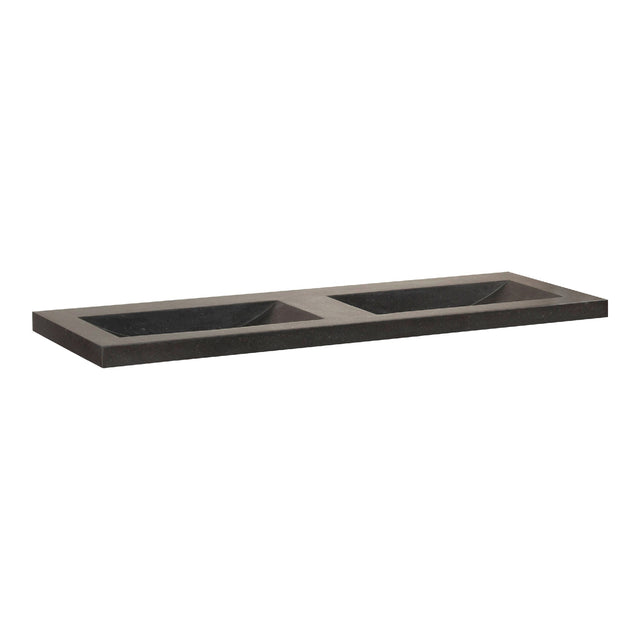 BRAUER Magma wastafel 140 met 2 spoelbakken en 0 kraangaten natuursteen basalt antraciet WT-MA1400AN