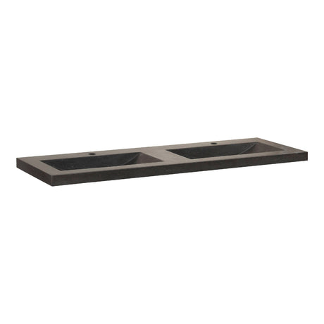 BRAUER Magma wastafel 140 met 2 spoelbakken en 2 kraangaten natuursteen basalt antraciet WT-MA1402AN
