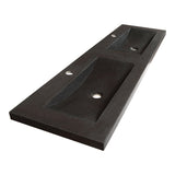 BRAUER Magma wastafel 160 met 2 spoelbakken en 2 kraangaten natuursteen basalt antraciet WT-MA1602AN