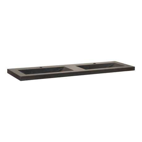 BRAUER Magma wastafel 160 met 2 spoelbakken en 2 kraangaten natuursteen basalt antraciet WT-MA1602AN