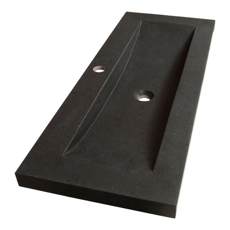 BRAUER Magma wastafel ondiep 100 met 1 spoelbak en 1 kraangat natuursteen basalt antraciet WT-MAO1001AN