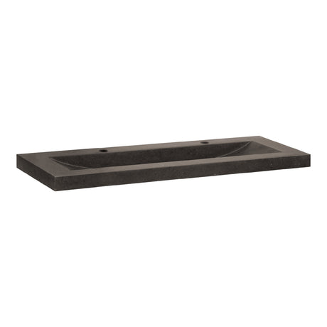 BRAUER Magma wastafel ondiep 100 met 1 spoelbak en 2 kraangaten natuursteen basalt antraciet WT-MAO1002AN