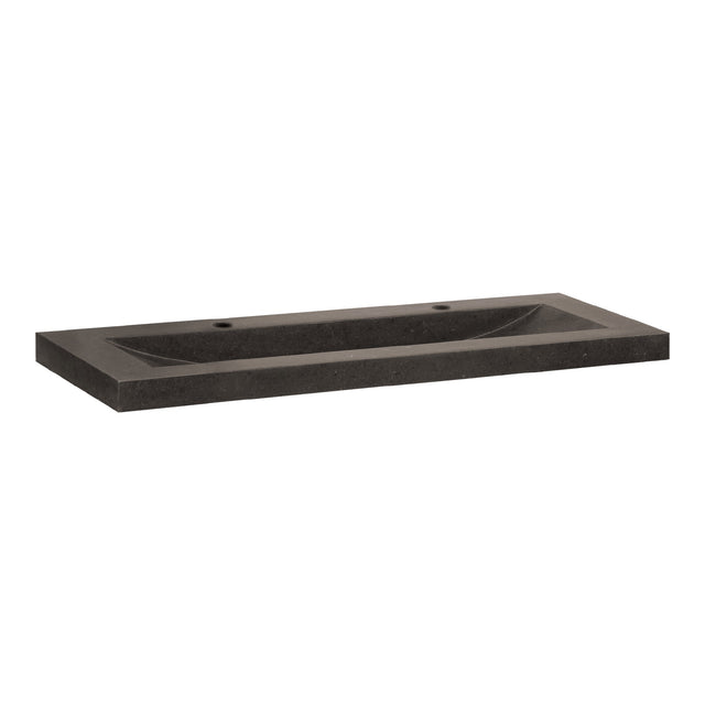 BRAUER Magma wastafel ondiep 100 met 1 spoelbak en 2 kraangaten natuursteen basalt antraciet WT-MAO1002AN