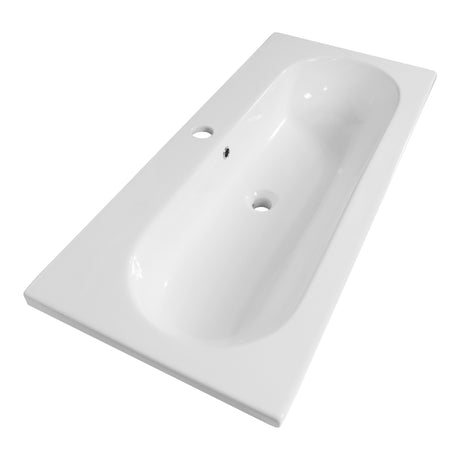 BRAUER Moon wastafel 100 met 1 spoelbak en 1 kraangat keramiek hoogglans wit WT-MO1001HW
