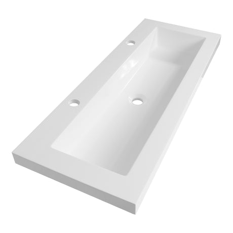 BRAUER Spring wastafel ondiep 100 met 1 spoelbak en 2 kraangaten mineraalmarmer zijdeglans wit WT-SI1002ZW