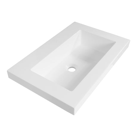 BRAUER Spring wastafel ondiep 60 met 1 spoelbak en 0 kraangaten mineraalmarmer zijdeglans wit WT-SI600ZW