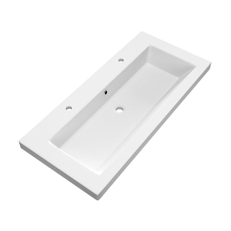 BRAUER Solar Medium wastafel 100 met 1 spoelbak en 2 kraangaten mineraalmarmer mat wit WT-SOM1002MW