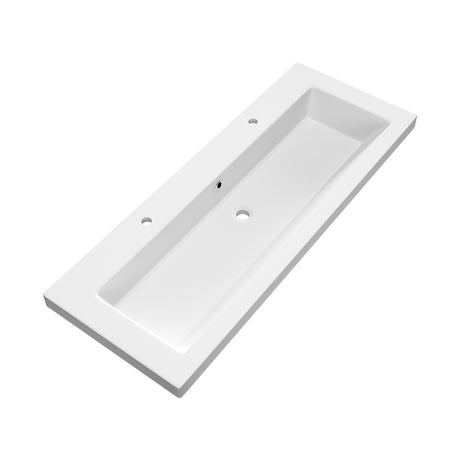 BRAUER Solar Medium wastafel 120-1 met 1 spoelbak en 2 kraangaten mineraalmarmer mat wit WT-SOM120-12MW