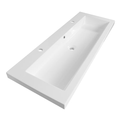 BRAUER Solar Medium wastafel 120-1 met 1 spoelbak en 2 kraangaten mineraalmarmer zijdeglans wit WT-SOM120-12ZW