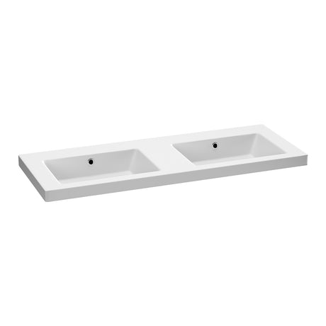 BRAUER Solar Medium wastafel 120-2 met 2 spoelbakken en 0 kraangaten mineraalmarmer mat wit WT-SOM120-20MW