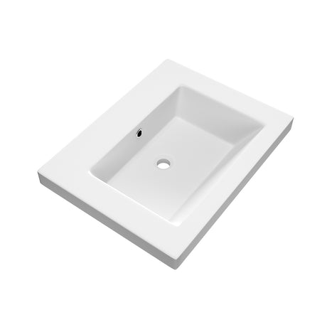 BRAUER Solar Medium wastafel 60 met 1 spoelbak en 0 kraangaten mineraalmarmer mat wit WT-SOM600MW