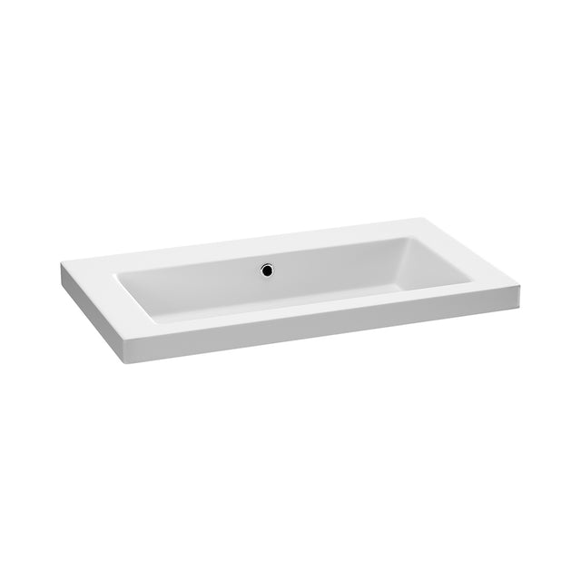 BRAUER Solar Medium wastafel 80 met 1 spoelbak en 0 kraangaten mineraalmarmer mat wit WT-SOM800MW