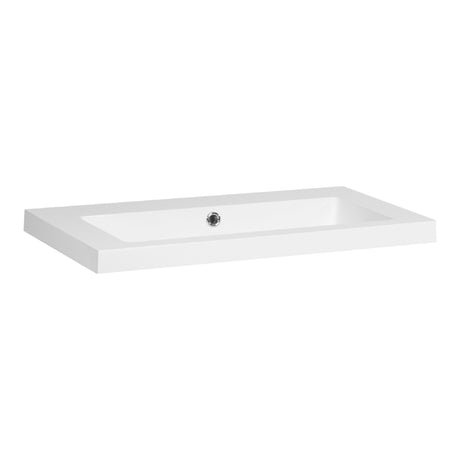 BRAUER Solar Medium wastafel 80 met 1 spoelbak en 0 kraangaten mineraalmarmer zijdeglans wit WT-SOM800ZW