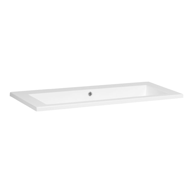 BRAUER Solar Slim wastafel 100 met 1 spoelbak en 0 kraangaten mineraalmarmer zijdeglans wit WT-SOS1000ZW