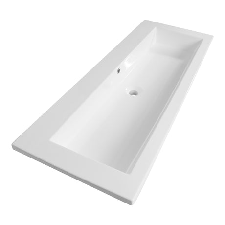 BRAUER Solar Slim wastafel 120-1 met 1 spoelbak en 0 kraangaten mineraalmarmer zijdeglans wit WT-SOS120-10ZW