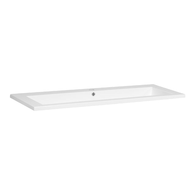 BRAUER Solar Slim wastafel 120-1 met 1 spoelbak en 1 kraangat mineraalmarmer zijdeglans wit WT-SOS120-11ZW