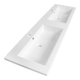 BRAUER Solar Slim wastafel 160 met 2 spoelbakken en 2 kraangaten mineraalmarmer zijdeglans wit WT-SOS1602ZW
