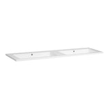BRAUER Solar Slim wastafel 160 met 2 spoelbakken en 2 kraangaten mineraalmarmer zijdeglans wit WT-SOS1602ZW