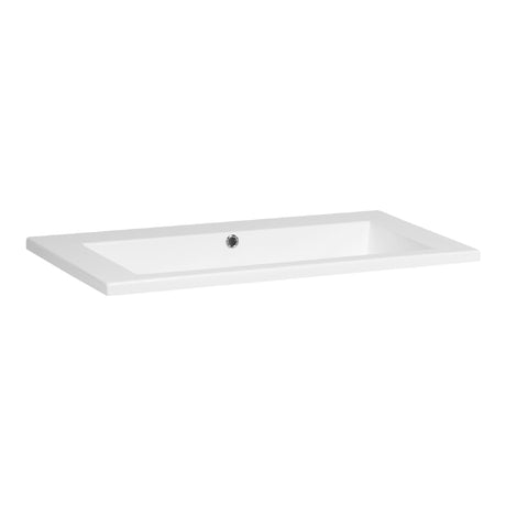 BRAUER Solar Slim wastafel 80 met 1 spoelbak en 0 kraangaten mineraalmarmer zijdeglans wit WT-SOS800ZW