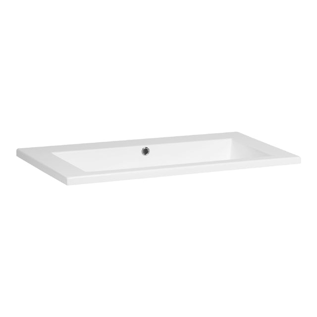 BRAUER Solar Slim wastafel 80 met 1 spoelbak en 0 kraangaten mineraalmarmer zijdeglans wit WT-SOS800ZW