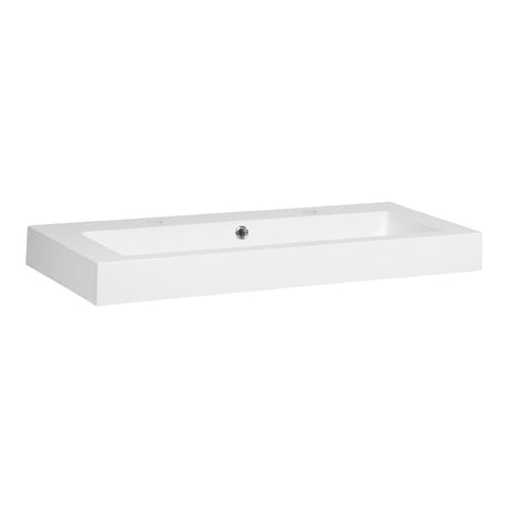 BRAUER Solar Thick wastafel 100 met 1 spoelbak en 2 kraangaten mineraalmarmer zijdeglans wit WT-SOT1002ZW