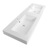 BRAUER Solar Thick wastafel 140 met 2 spoelbakken en 2 kraangaten mineraalmarmer zijdeglans wit WT-SOT1402ZW