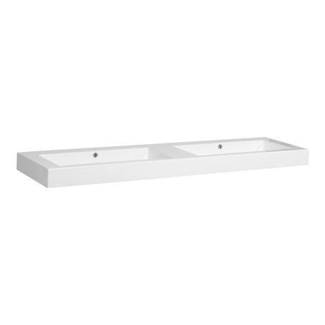 BRAUER Solar Thick wastafel 160 met 2 spoelbakken en 2 kraangaten mineraalmarmer zijdeglans wit WT-SOT1602ZW
